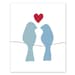 Wall Art - Love Birds On A Wire Blue w Red Heart - Modern Wall Art Digital Illustration Print