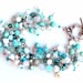 fringe bracelet. uniquenecks beaded bracelet teal and white beads. wire wrapped turquoise jewelry