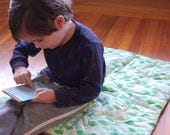 Child's Quilted Mat (nap, sit, play mat) Green leaves & Alphabet Print