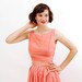 sale - Vintage 1950s Dress - 50s Summer Outfit - Coral Pink Geometric Stripe