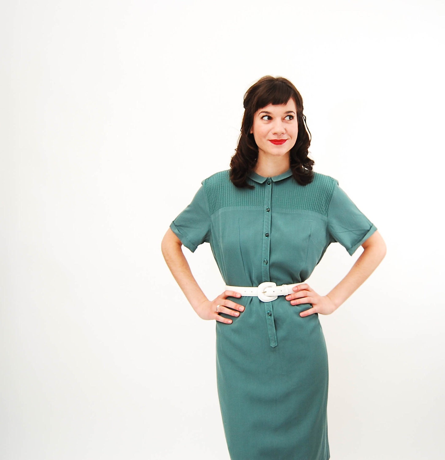 sale - Vintage 1960s Shift Dress - 60s Shift Dress - Dark Teal