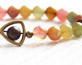 on Vacation / Fabulously Colorful Jade Bracelet. Natural Soocho Jade Stone Stackable Bracelet. Tribal Inspired. Handmade in Canada.
