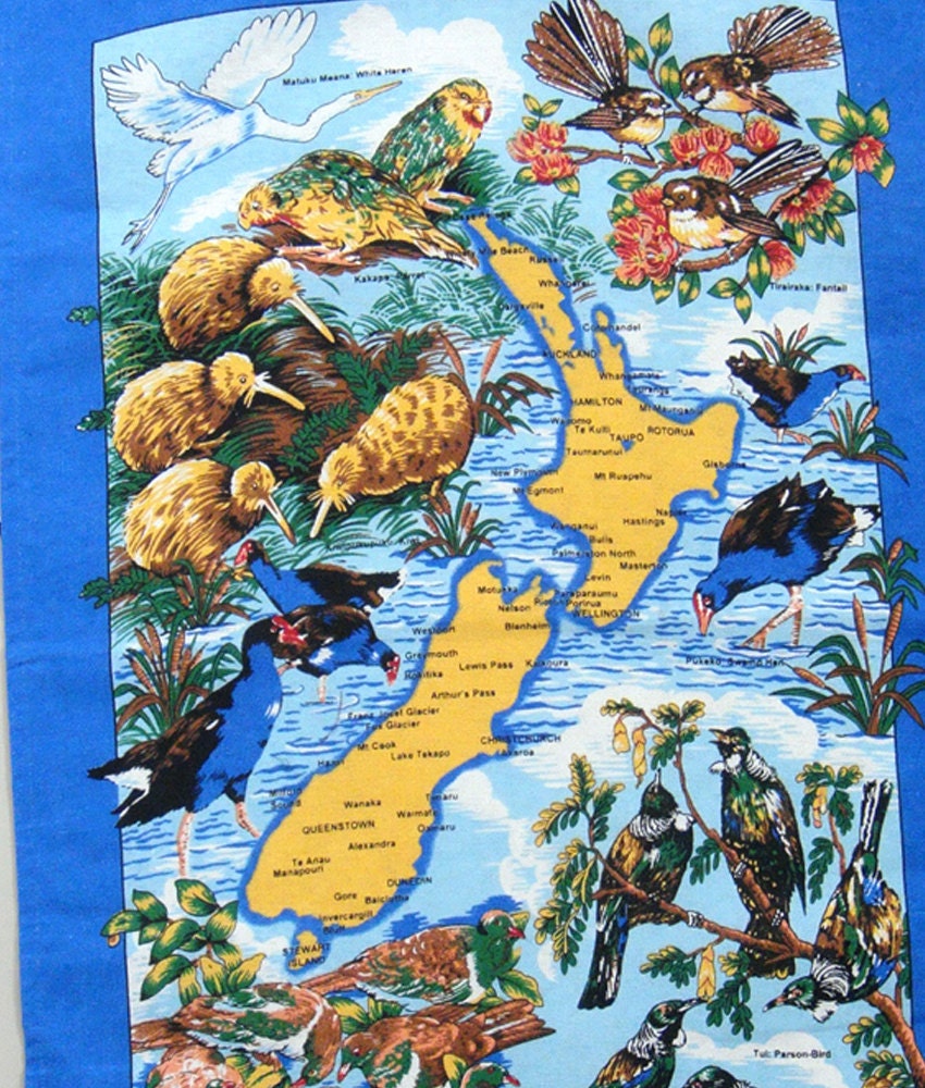 birds of new zealand tea towel