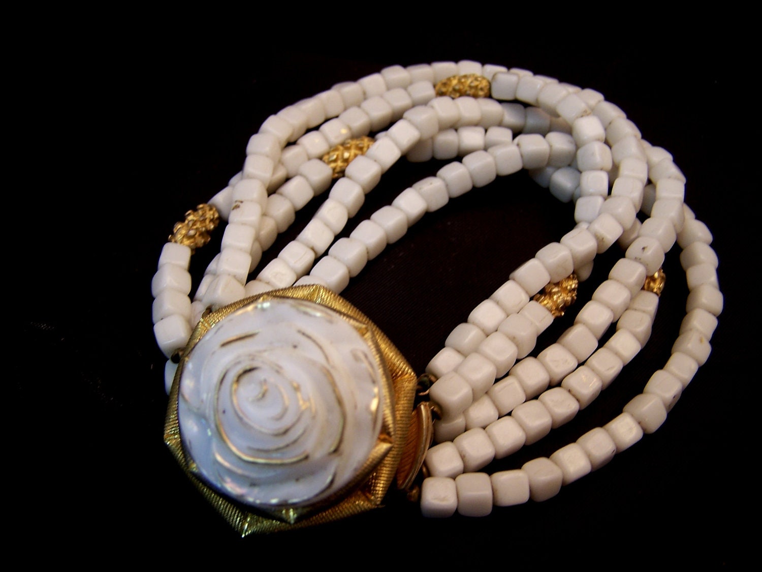 Delicate White Art Glass  Bracelet