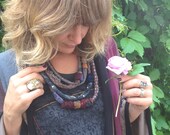 Infinity Necklace, eco jewelry, eco accessories, necktie necklace, textile necklace, patchwork necklace, fiber necklace,zasra