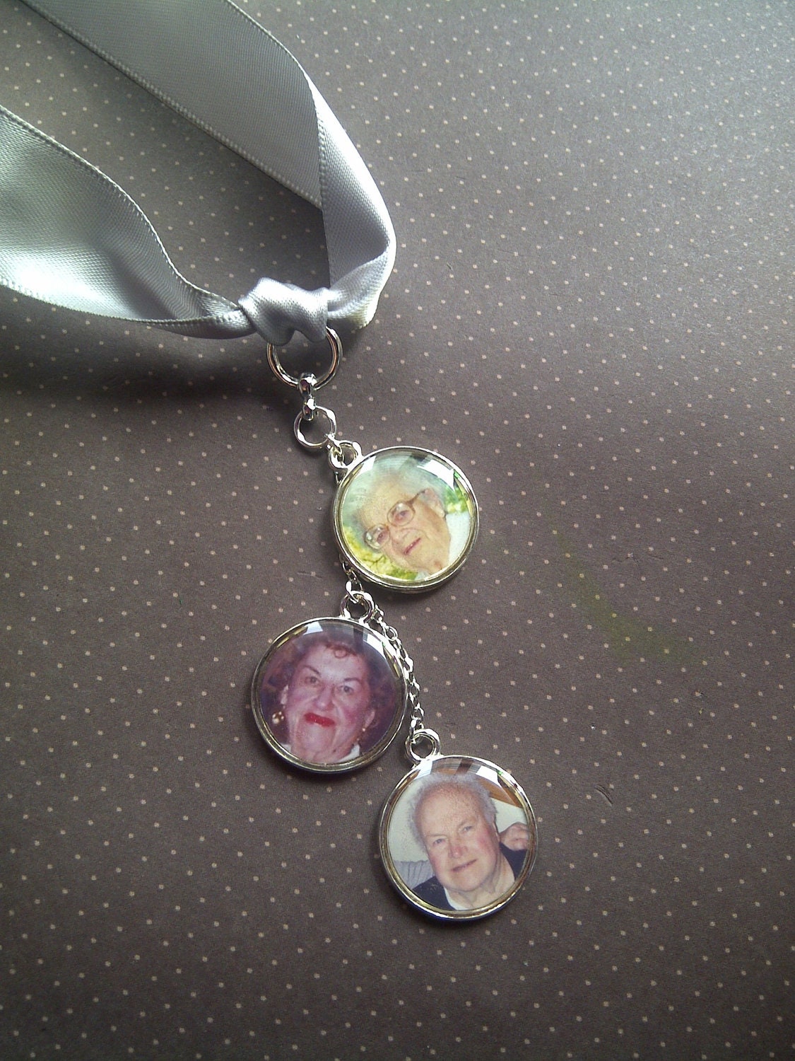Wedding Bouquet Charm, Bridal Bouquet Triple Charm with custom photos