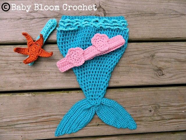 0-3 Month Mermaid Photography Prop 3 Piece SET