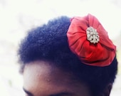 Holiday hair clip fascinator, Christmas cocktail hat, Red Fascinator headpiecet : Scarlet - READY TO SHIP