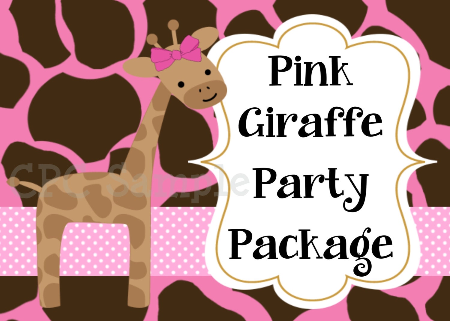 Pink Giraffe Invitation Birthday Party Package Includes Invitations and Party Decorations CHOOSE ANY 6 ITEMS Printable Il_170x135