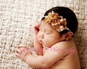 tan gold baby headbands, newborn headband