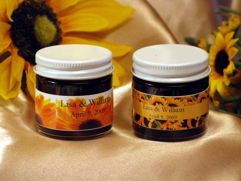 personalized SUNFLOWER wedding honey jar favors - baby shower bridal shower