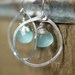 Silver Circles with Aqua Blue Glass Earrings