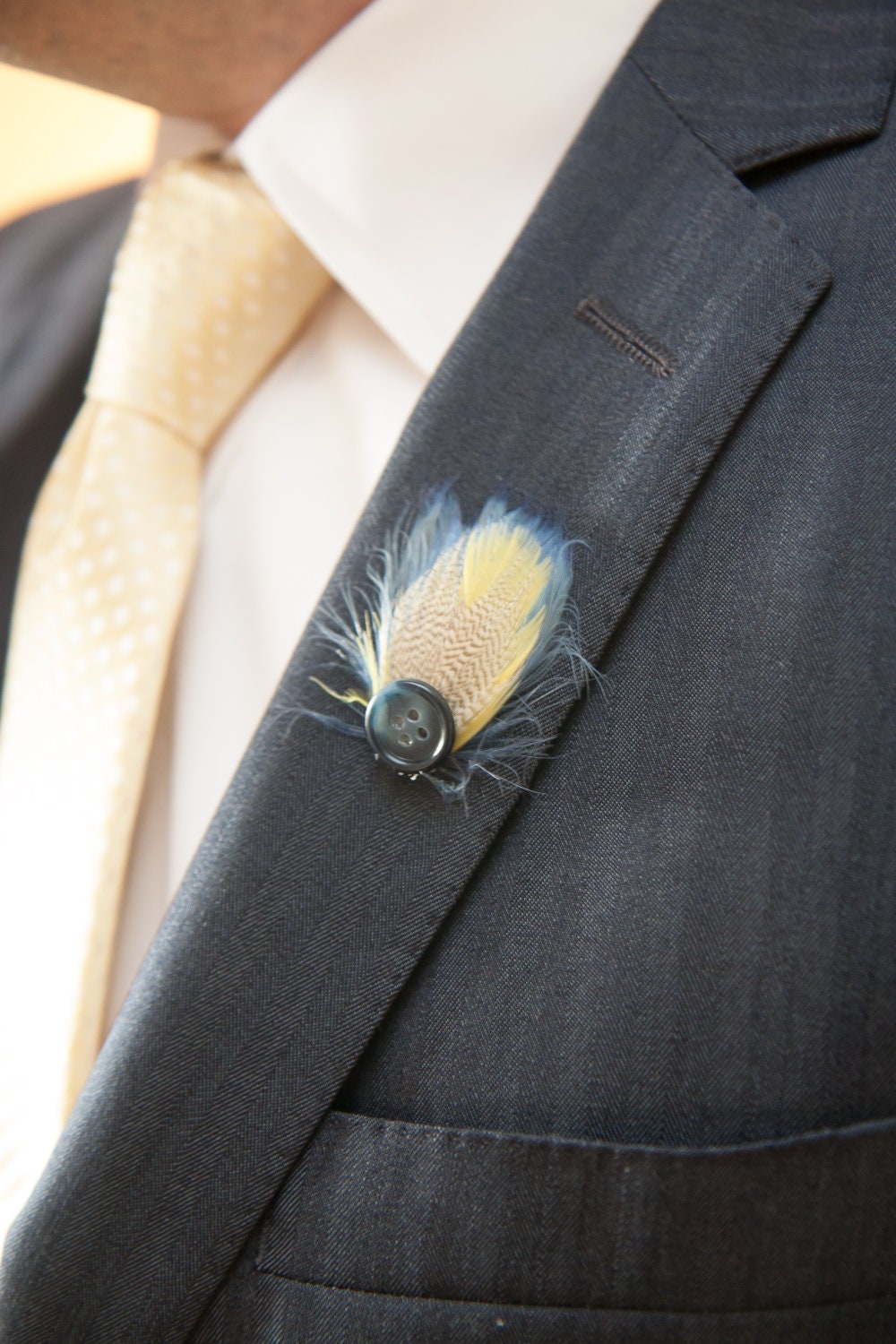 Groom's Feather Boutonniere Custom Made to Order