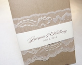 AMY-RUSTIC Lace Wedding Invitation, Invite, Vintage, Shabby Chic, Couture, Elegant