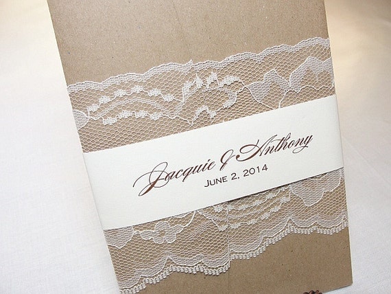 AMY-RUSTIC Lace Wedding Invitation, Invite, Vintage, Shabby Chic, Couture, Elegant