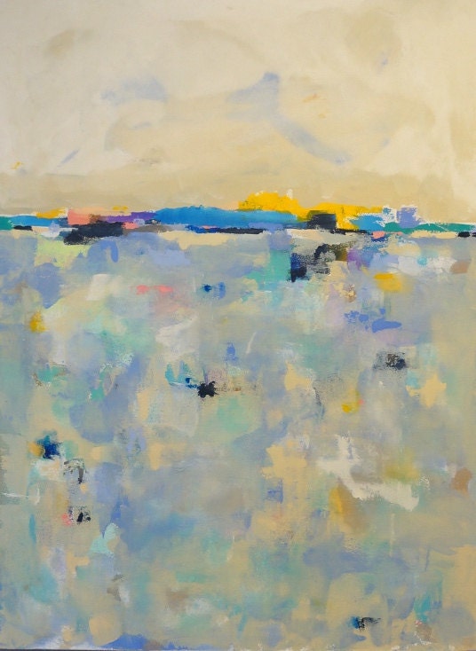 Large Colorful Abstract Landscape Original Acrylic Painting -To the Coast 36 x 48