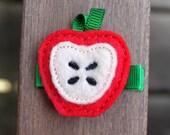 Felt Apple Hair Clip - No Slip Barrettes - Back to School