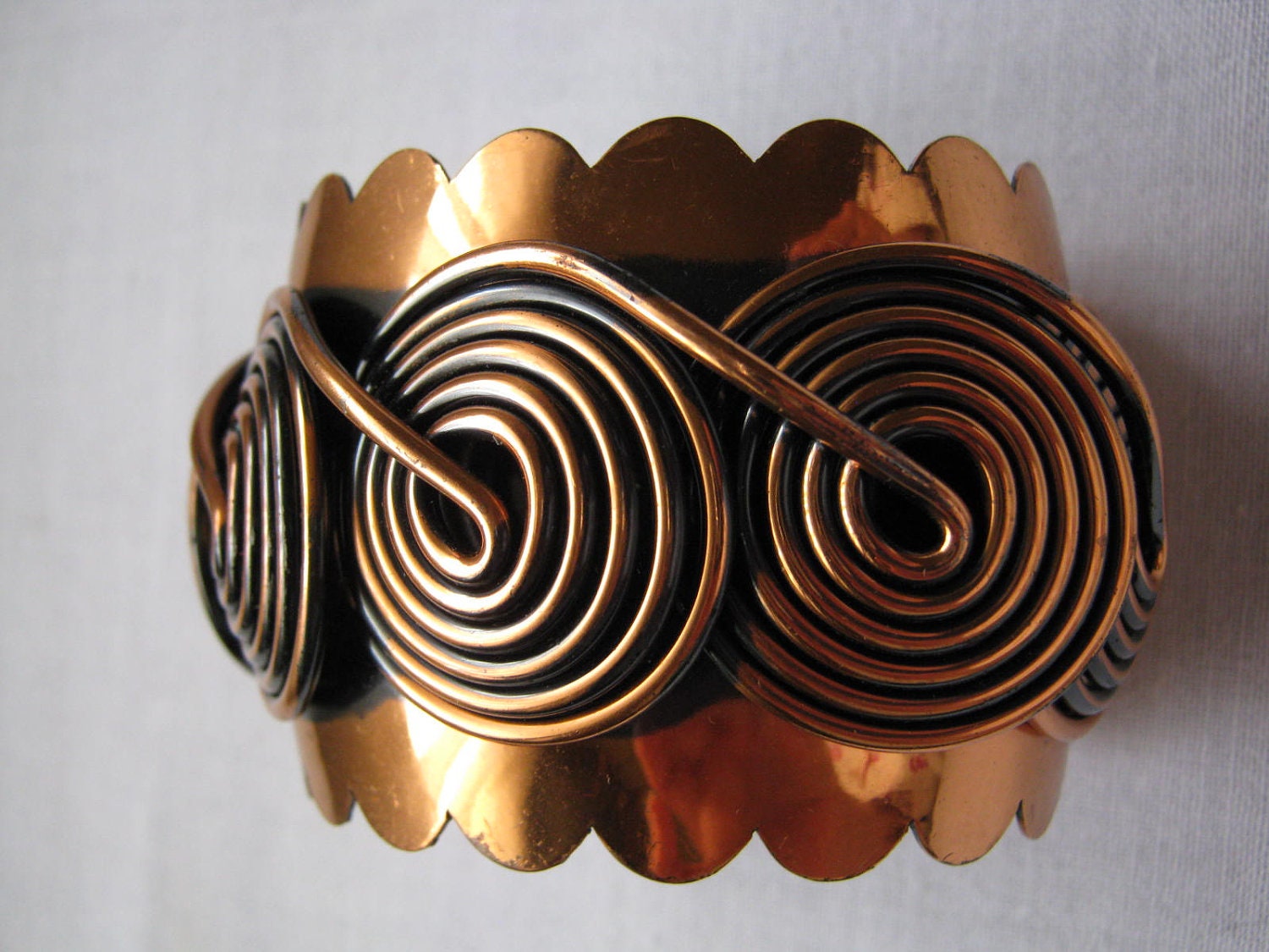 Vintage Genuine Copper Ornate Bracelet Cuff