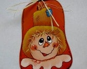 Scarecrow and Pumpkin, Tole Painted, Magnet