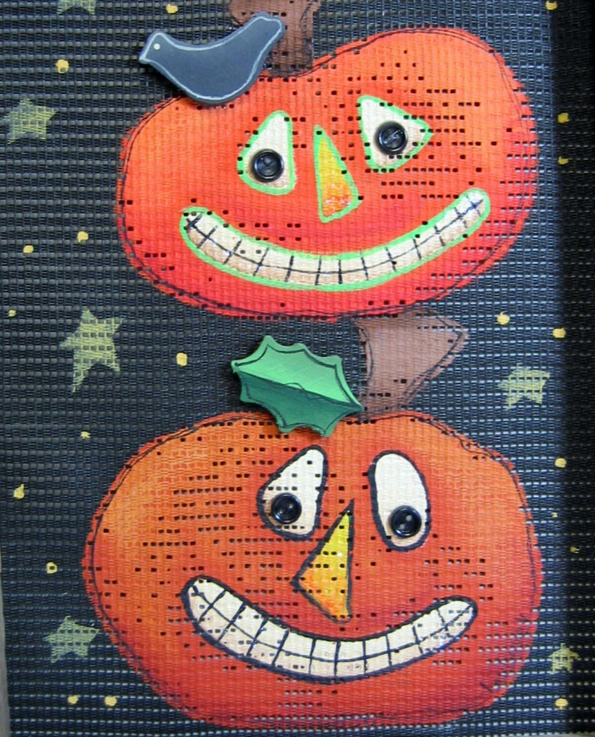 Stacked Pumpkins, Primitive, Rustic, Framed in Barn Wood, Tole Painted