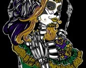 Dia Del Los Muertos Tattoo art Punk Day Of The Dead Sugar Skull Art  Print 11 by 14