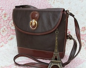 Perrine, French Vintage, 1970s Brown Leather Satchel, Messenger, Crossbody Handbag from Paris