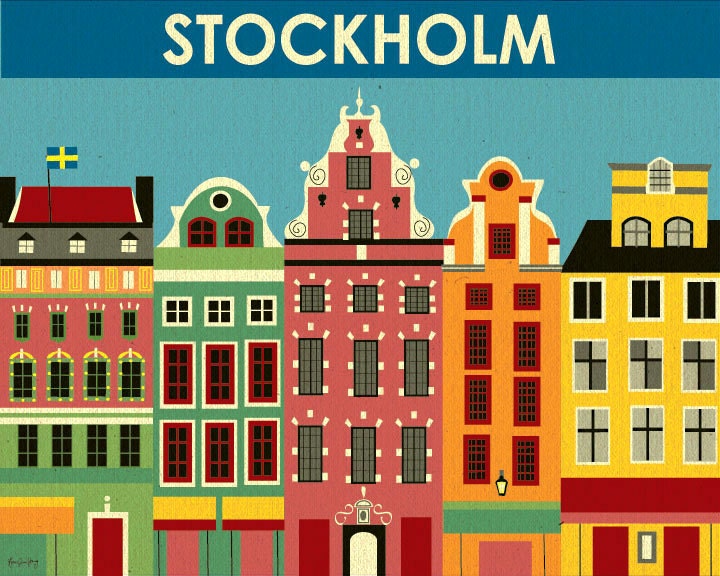 Stockholm, Sweden Flats - Art Poster and Wall Art for Home, Office, Childrens Rooms - style E8-O-STO