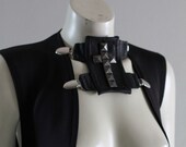 Leather Neck Piece Cross Collar Metal Crucifix Steampunk Victorian Kawaii Lolita Handmade - Chrisst  SPECIAL ETSY PRICE