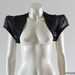 Bolero Black Leather Winter Tailored Jacket Buckles  Gothic Rock Uni sex - Chrisst