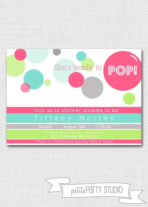 PARTY PRINTABLE - Ready to Pop Baby Shower - Printable Party Invitation - Petite Party Studio Il_570xn