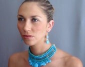 Egyptian Choker: Blue & Green Sparkling Turquoise Crystal Statement Necklace