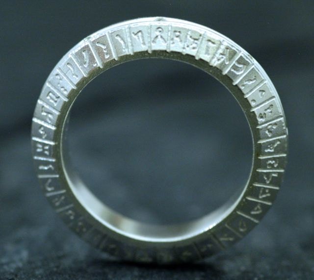 STARGATE SG-1 Inspired Sterling Silver Ring, Wedding Ring set with 9 Brilliant Diamonds Made To Order
