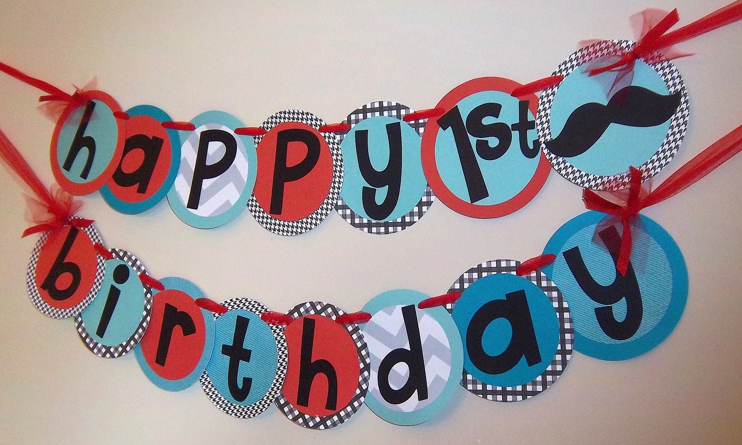 Mustache Bash/LIttle Man Party- Happy Birthday Moustache Banner