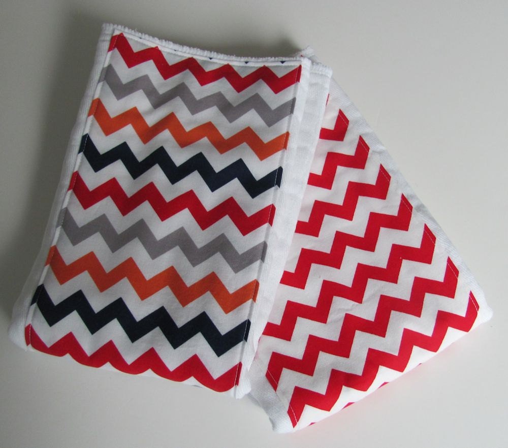 Boy Riley Blake Chevron Burp Cloth Burp Rag Set of 2