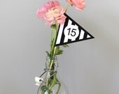 Black & White stripe printable table number flags (1-15 included / more numbers available on request)