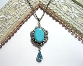 Turquoise,Lace Jewelry Necklace ,Stylish pendant, ,Vintage  Jewelry,Free Shipping,Romantic ,Statement Necklace ,lace necklace - NE00405