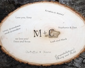 Large Wood Slice Custom Initial  "Guest Book"