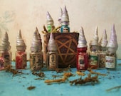 CRATE of 14 Mini Magic Potions with Unicorn Horn Stoppers, I:12 scale, with  Ancient Mini Potions Scroll
