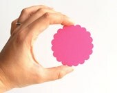 32 Hot pink Scalloped circles (2.5 Inches) Textured Cardstock A408