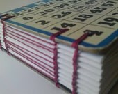 Vintage bingo book / journal / sketchbook - dark blue with red thread
