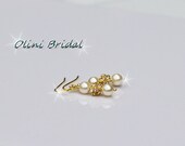 Wedding Jewelry, Bridal MIA - Swarovski pearl and rhinestone gold earrings - pick your pearl color