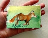 Fox Art - "Run Foxy Run" - ACEO Original