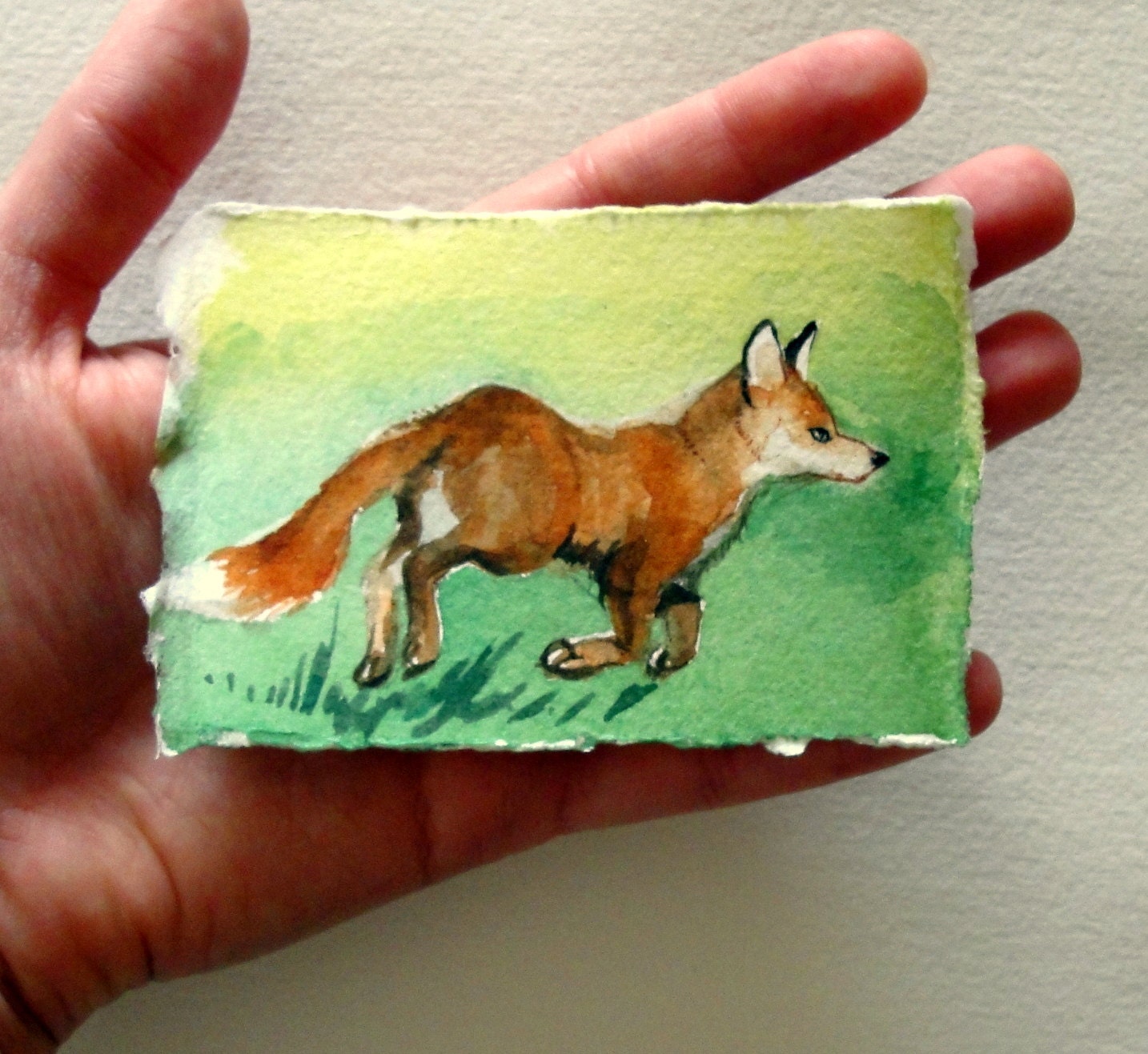 Fox Art - "Run Foxy Run" - ACEO Original