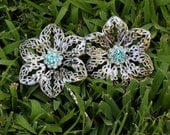 ZIRA- Flower Hair Bobby Pins with Blue Zircon Rhinestone