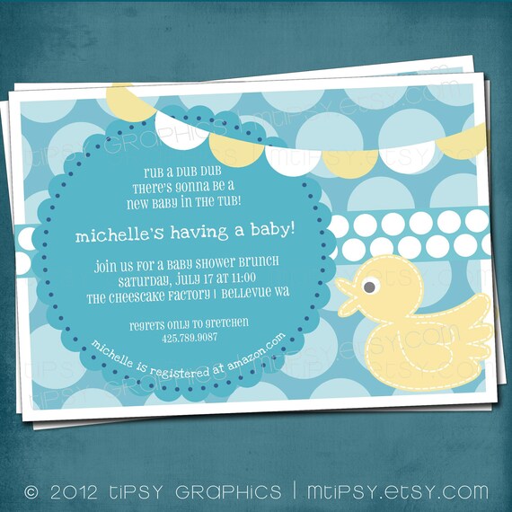 Baby Rubber Ducky & Polka Dots Shower Invitation by Tipsy Graphics. Boys, girls, and gender neutral Il_570xn