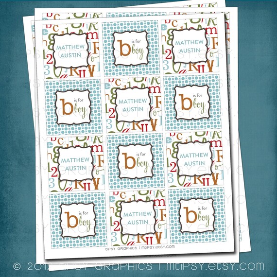 B is for Baby. ABC Alphabet Theme Cupcake Toppers by Tipsy Graphics. Any colors Il_570xn