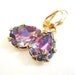 Swarovski Light Rose Vitrail in Gold - Estate Jewelry - Wedding Bridal Earrings - Pink Purple Rhinestones