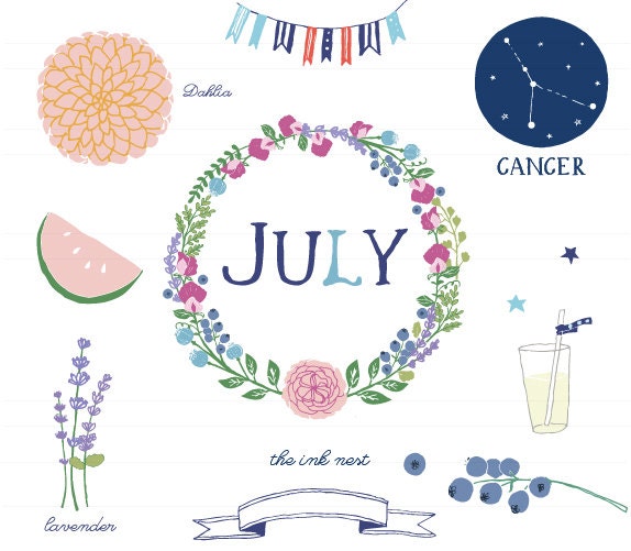 CLIP ART - July - for commercial and personal use