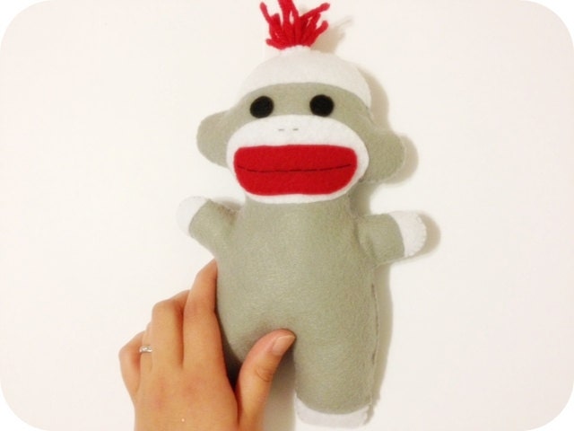 Baby Sock Monkey - Felt Plush Toy
