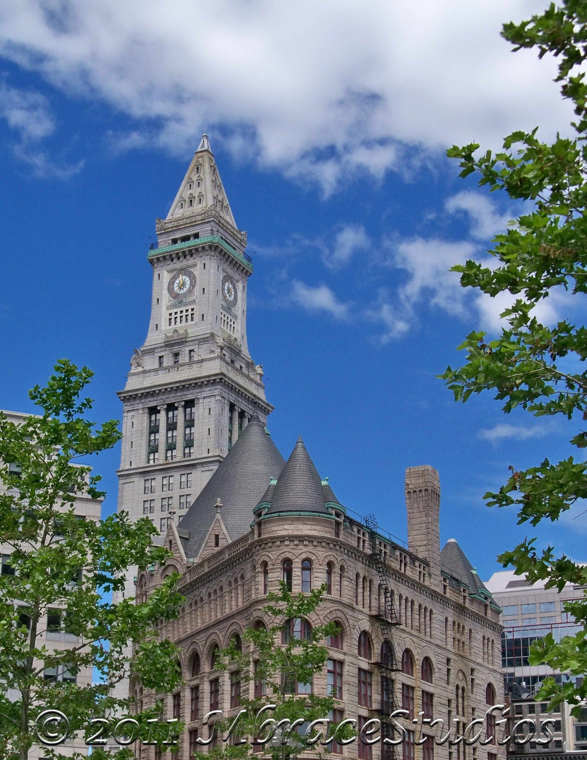 Boston Photo of Custom House Tower - 5x7 Matted image of historic boston